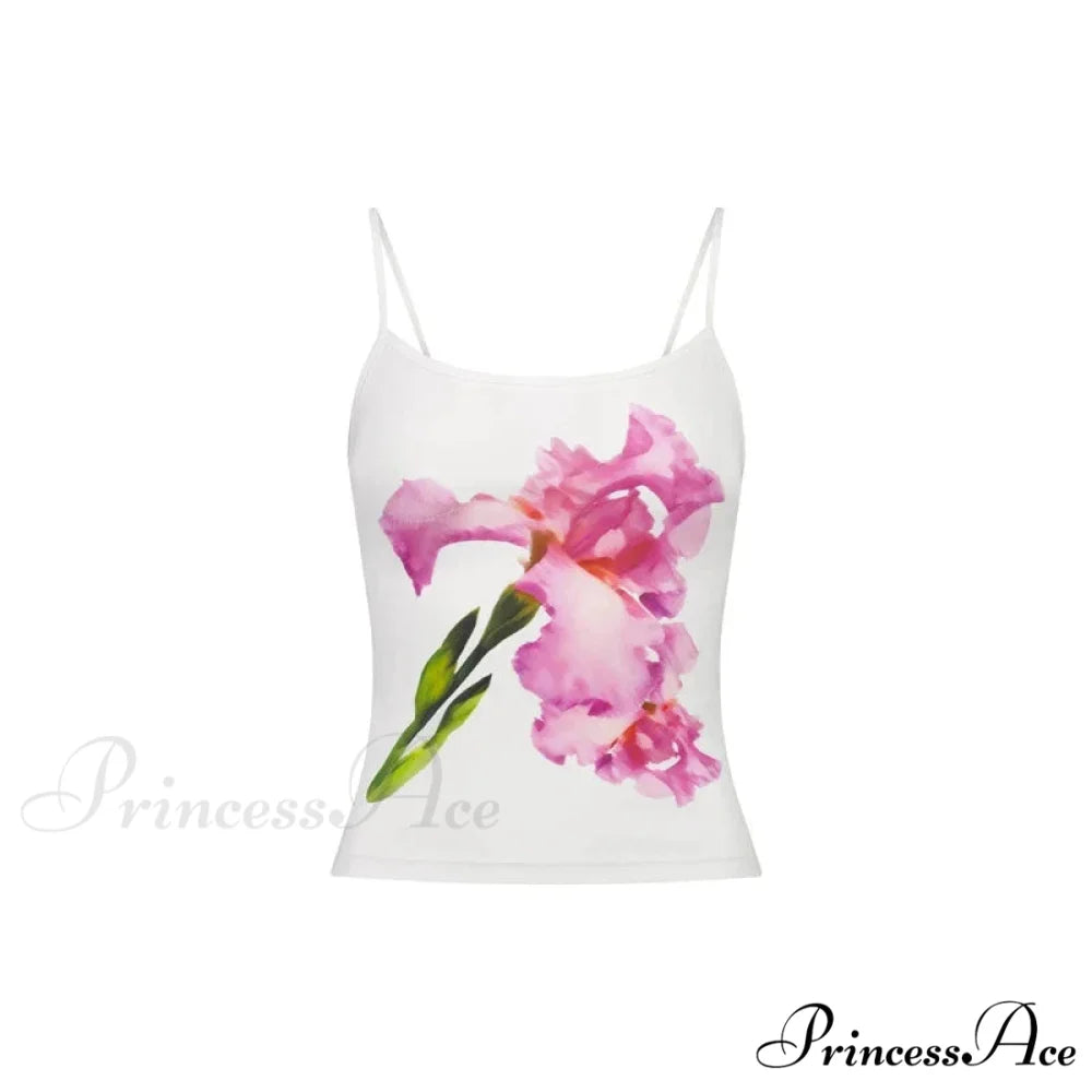 Harajuku Artistic Design Mesh Transparent Open-Back Aesthetic Spaghetti Strap Crop Top WHITE7 / S croptop-250126