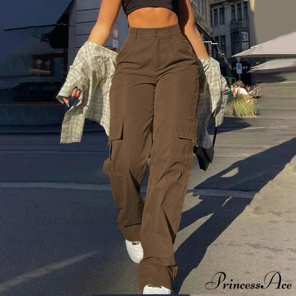 Harajuku Cotton Linen Flexible Wide Leg Pant Brown / S pant-250223