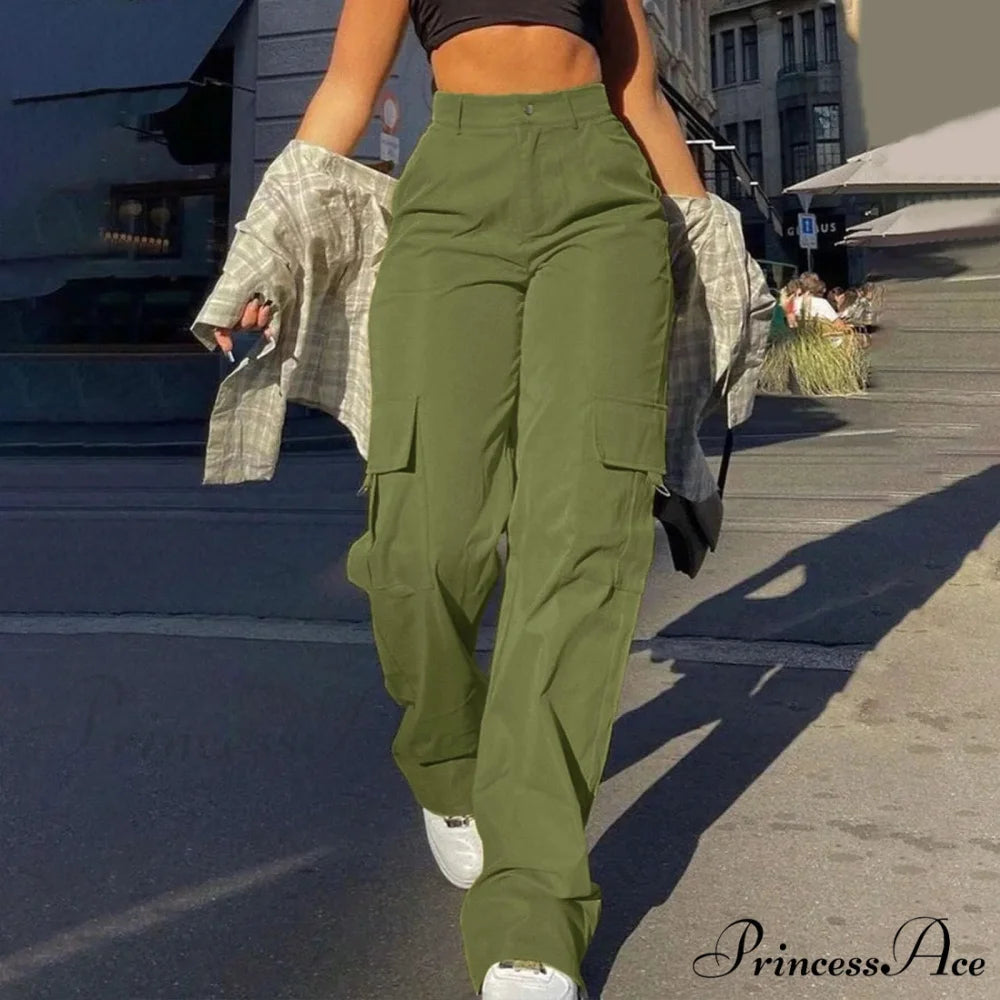 Harajuku Cotton Linen Flexible Wide Leg Pant Green / S pant-250223