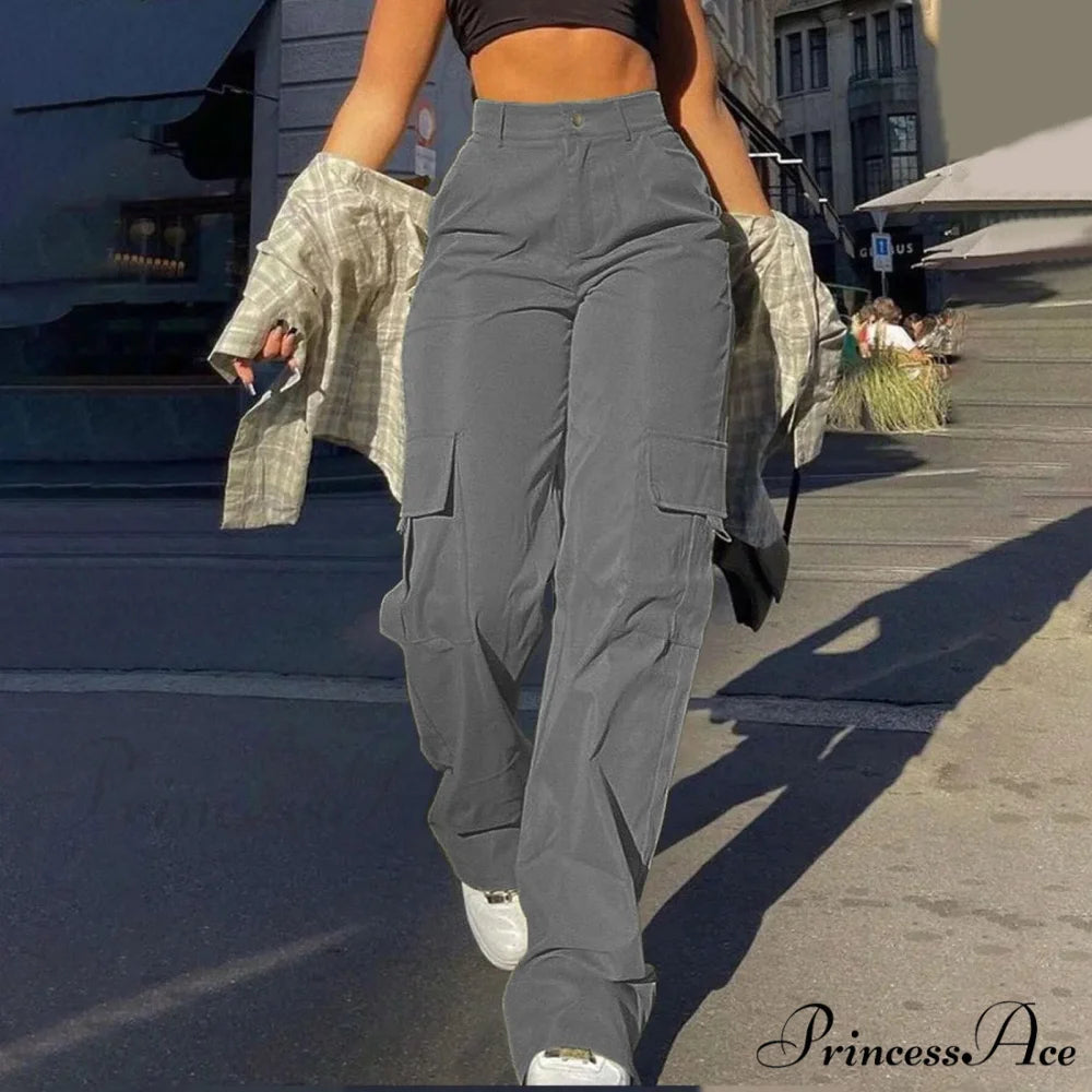Harajuku Cotton Linen Flexible Wide Leg Pant Grey / S pant-250223