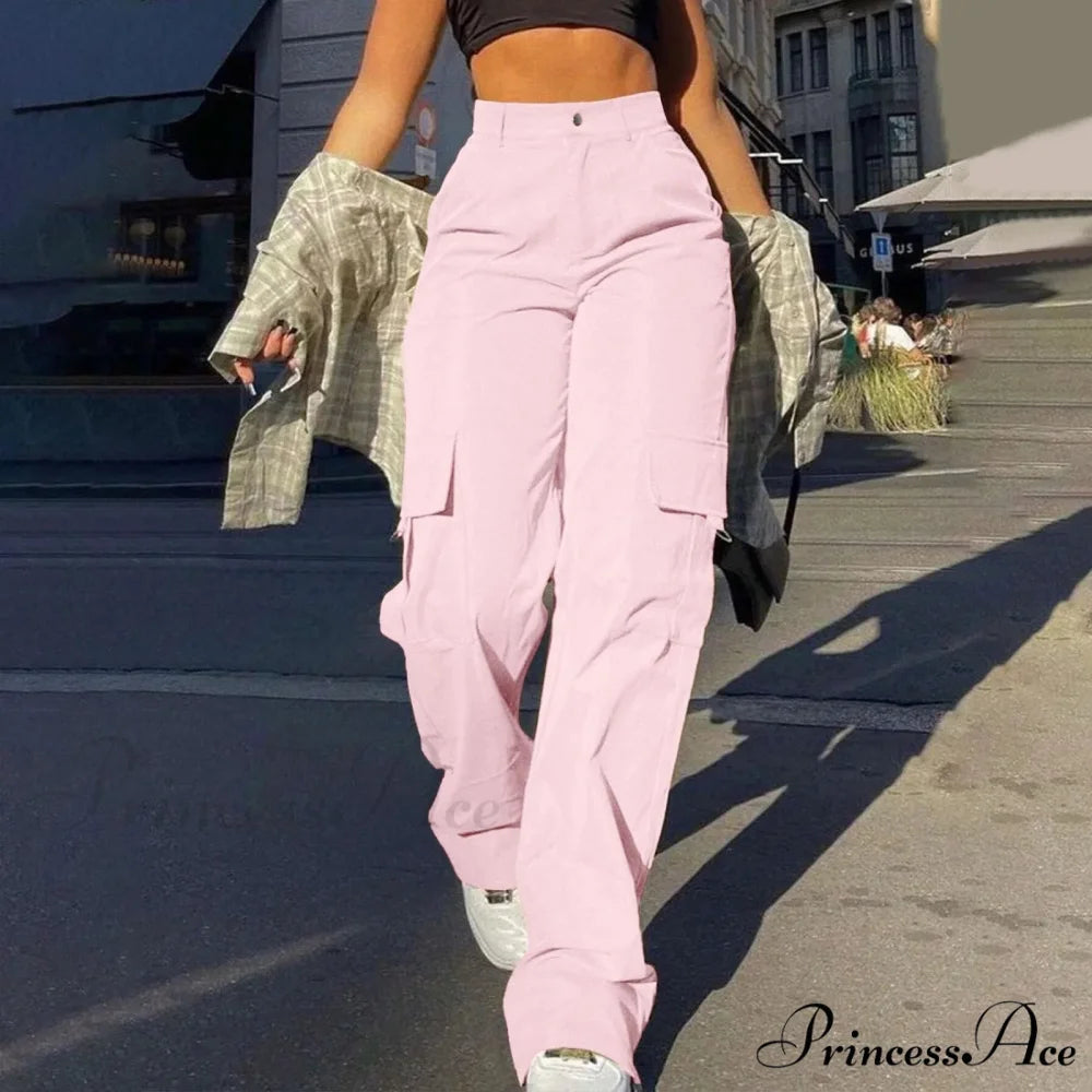 Harajuku Cotton Linen Flexible Wide Leg Pant Pink / S pant-250223