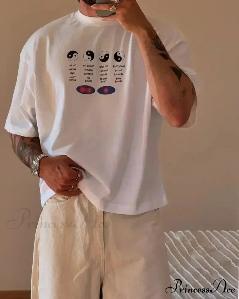 Harajuku Dark Basic Symbol Graphic T-shirt white5 / S t-shirt-250223