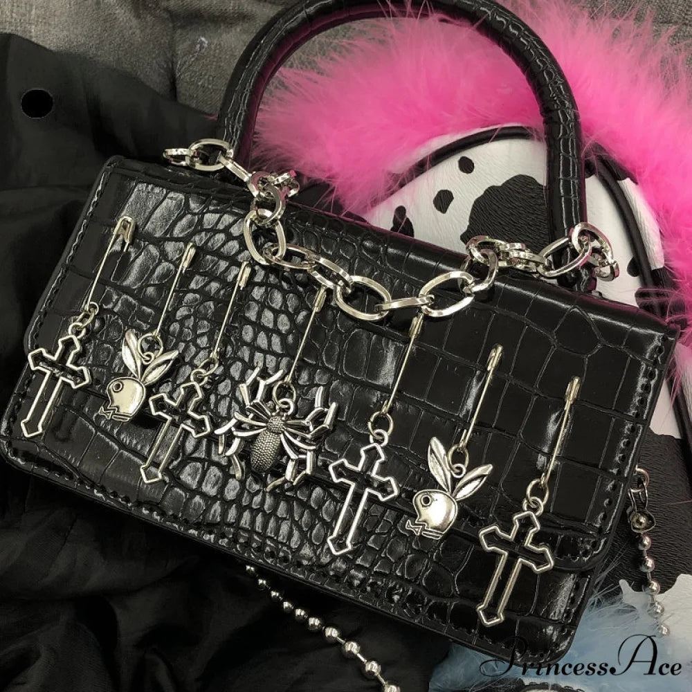 Harajuku Gothic Punk Spice Cross Spider Rabbit Dark Messenger Bag small style 1 / one size