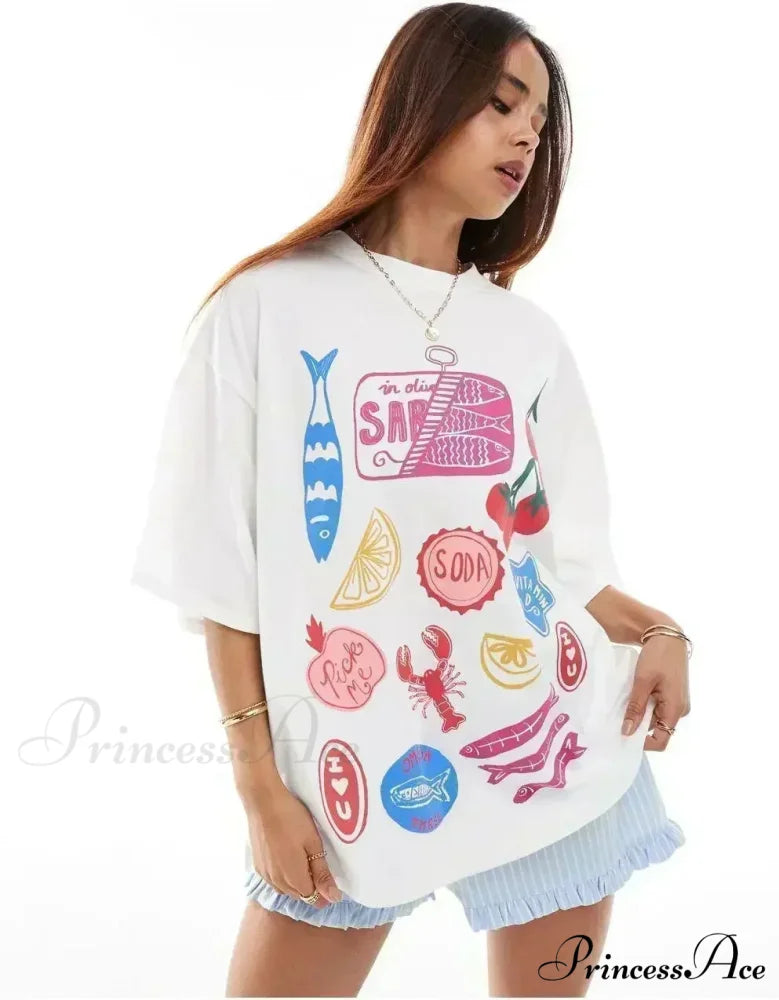 Harajuku Retro Gothic Cartoon T-shirt white6 / S t-shirt-250223