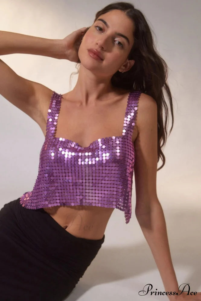Harlow Metal Stylish Cropped Top Free Size / Lilac