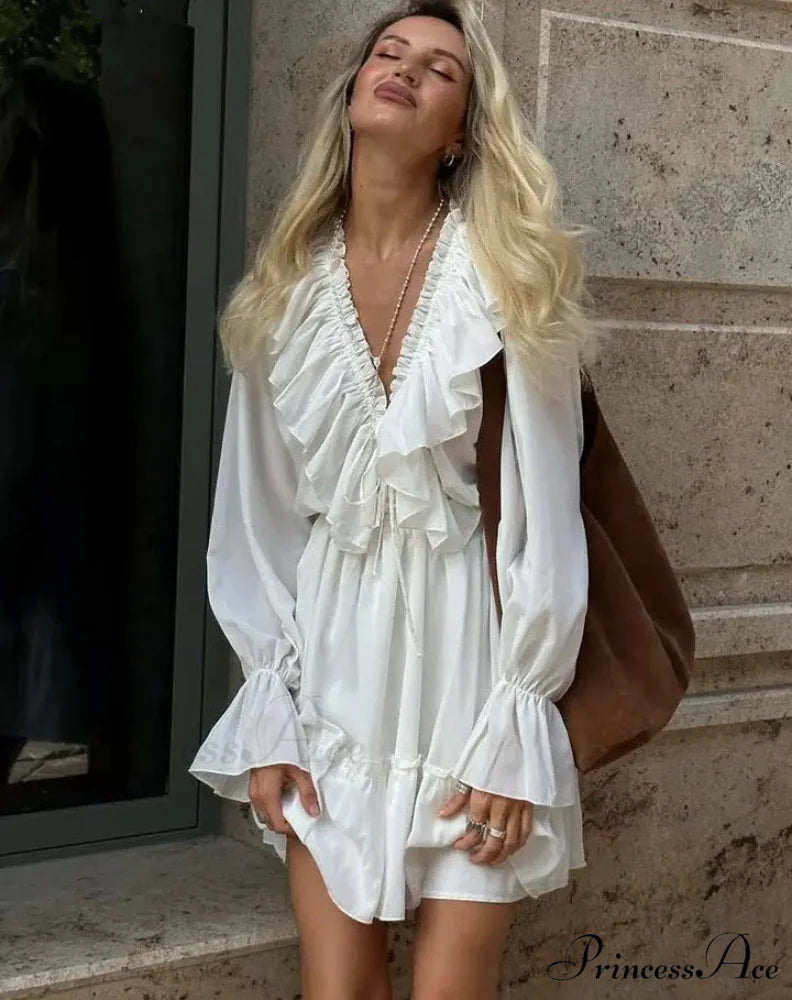 HARMONIA Elegant MINI DRESS White / M