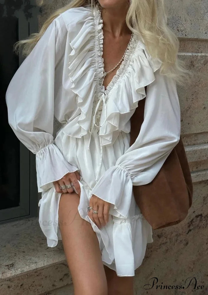 HARMONIA Elegant MINI DRESS White / S