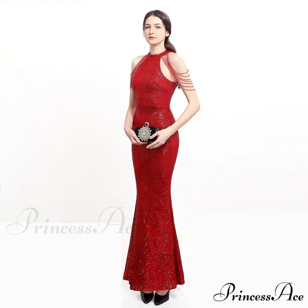 Harper formal Stylish sequin halterneck dress