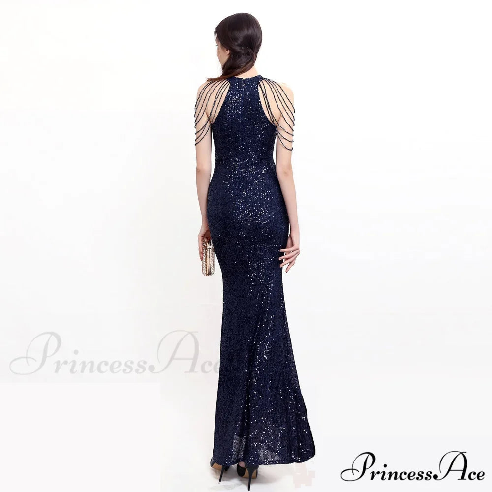 Harper formal Stylish sequin halterneck dress