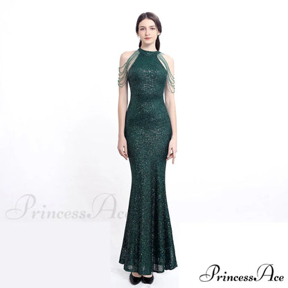 Harper formal Stylish sequin halterneck dress HUNTER / XS