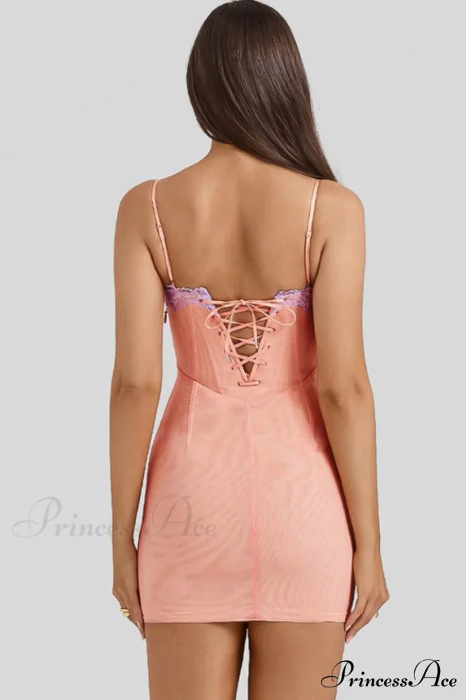 Harper Sorbet Lace Charming Trimmed Mini Dress