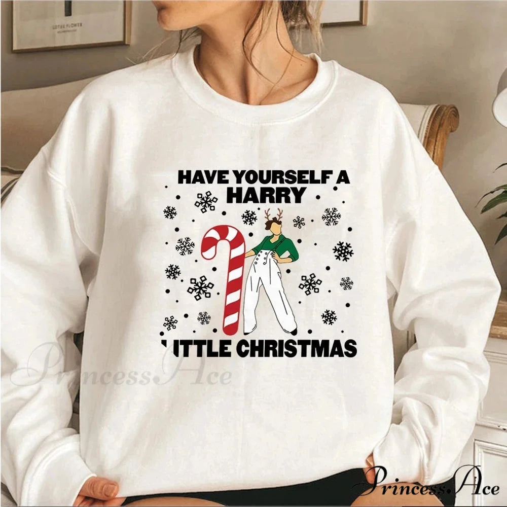 Harry Little Christmas Aesthetic Xmas Gift Loose Women’s Christmas Hoodie WHITE / S Christmas Hoodies-L