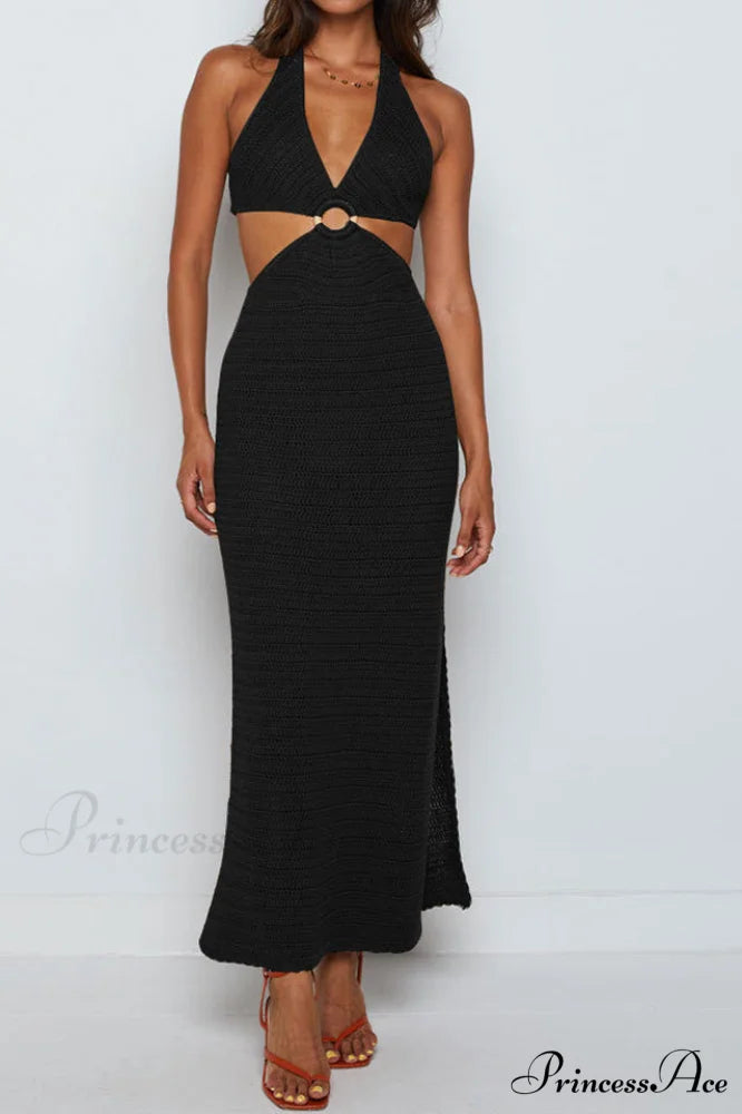Haven Crochet Maxi Charming Cover Up Dress S / Black