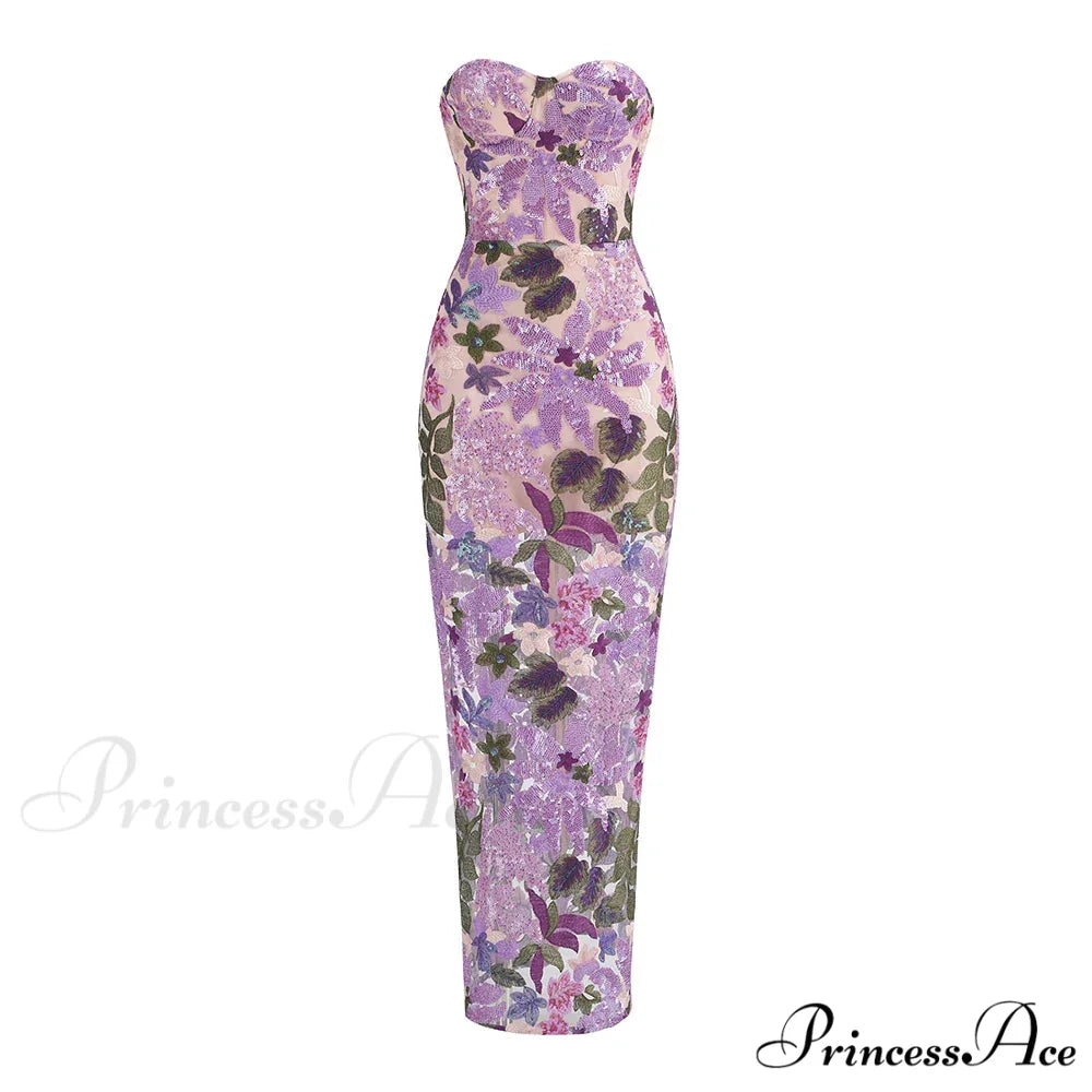 HAZEL Elegant MAXI DRESS Lavender / S
