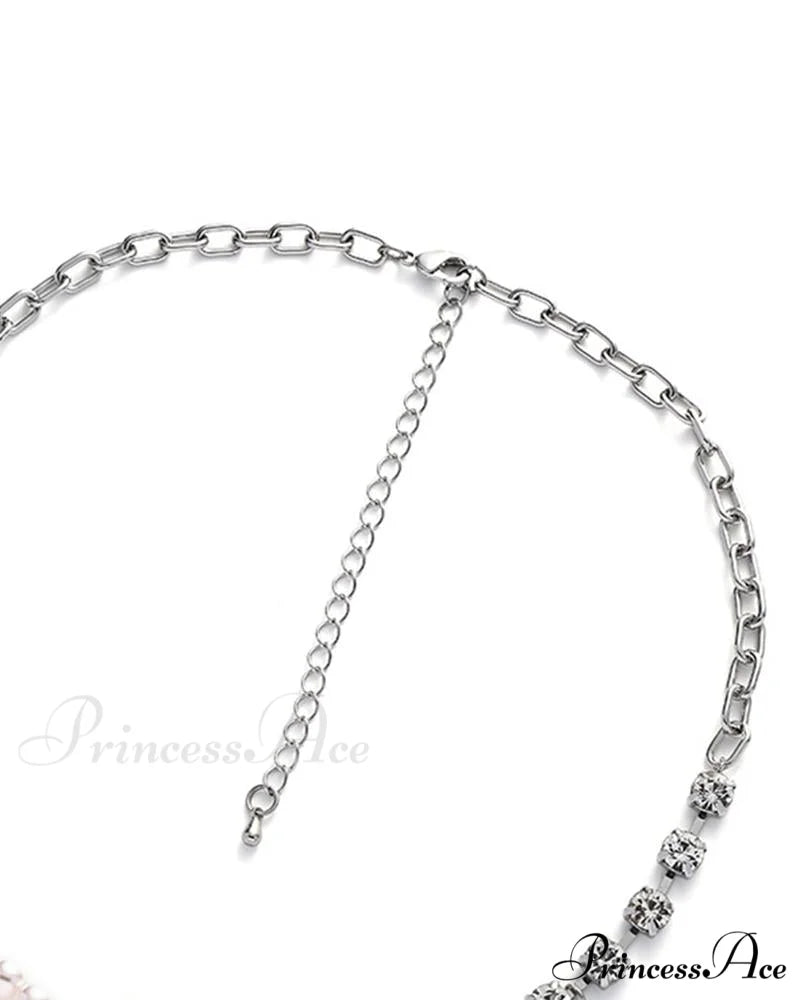 Heart and Pearl Diamond Necklace