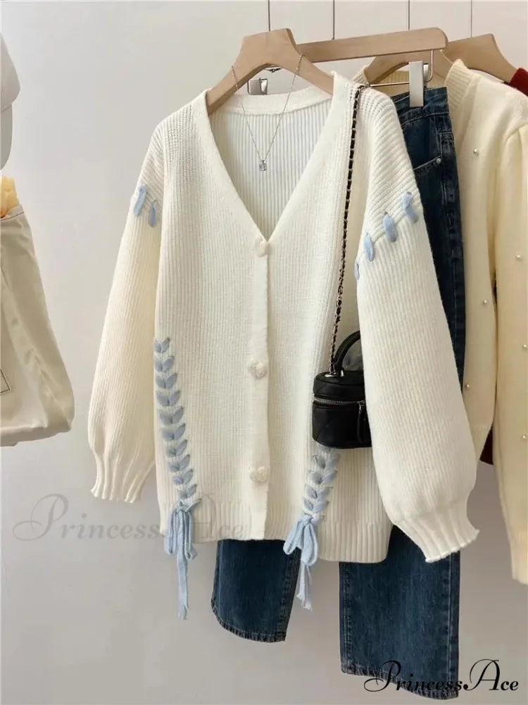 Heart Buttons Ribbion Charming Lace Up Cardigan