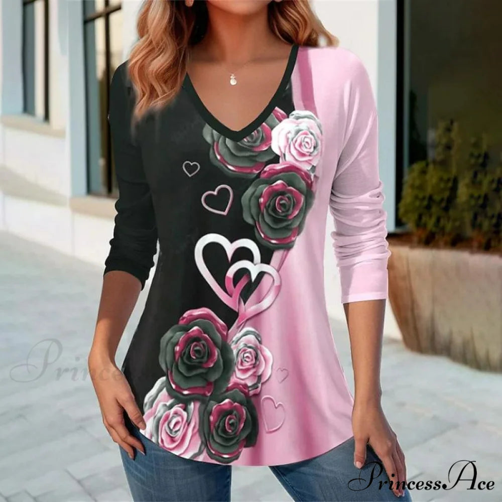 Heart Flowered & T-shirt Multicolor / S