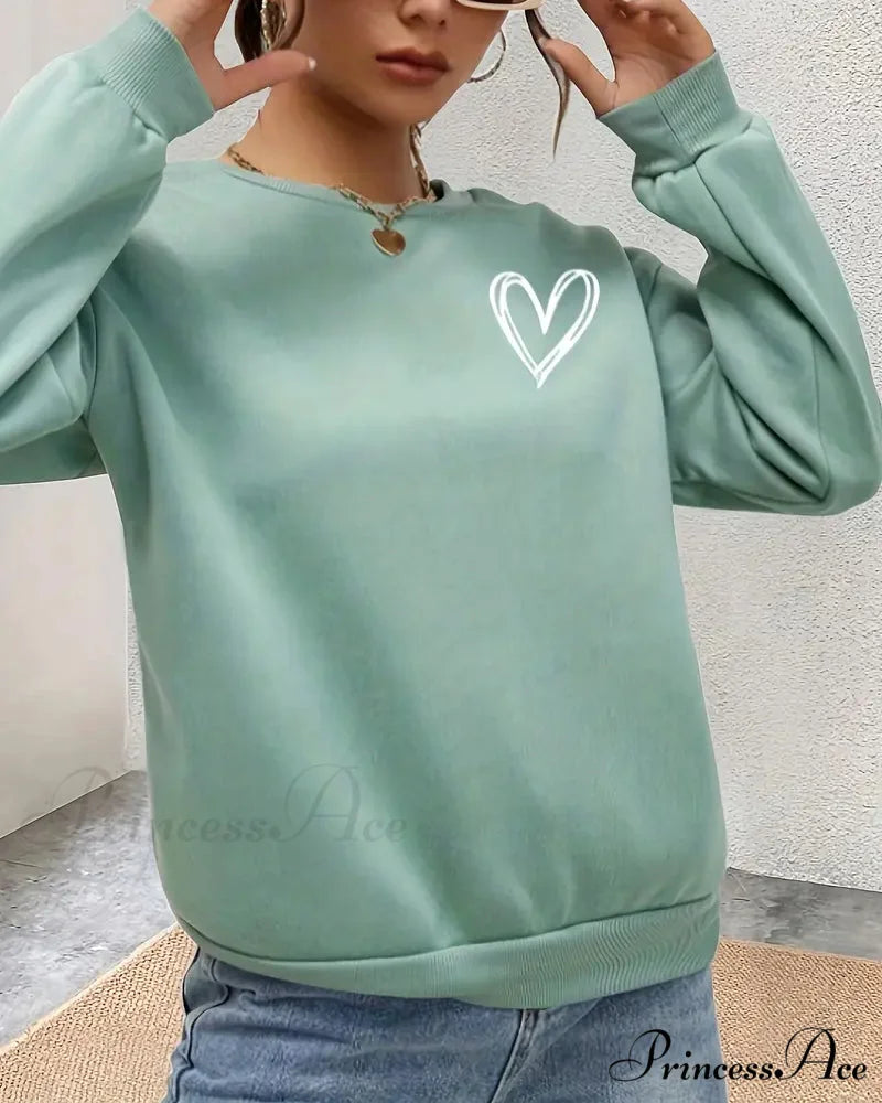 Heart in Sweatshirt Solid Design Color