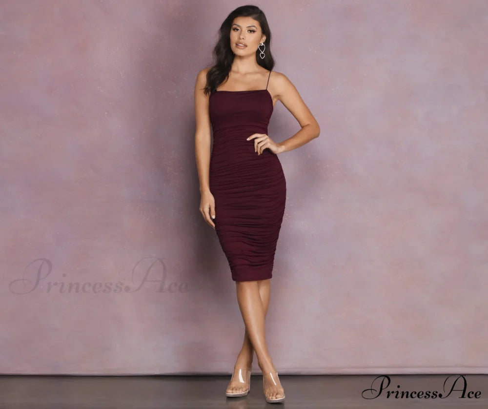 Heart Of Glam Charming Ruched Midi Dress