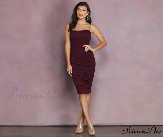 Heart Of Glam Charming Ruched Midi Dress