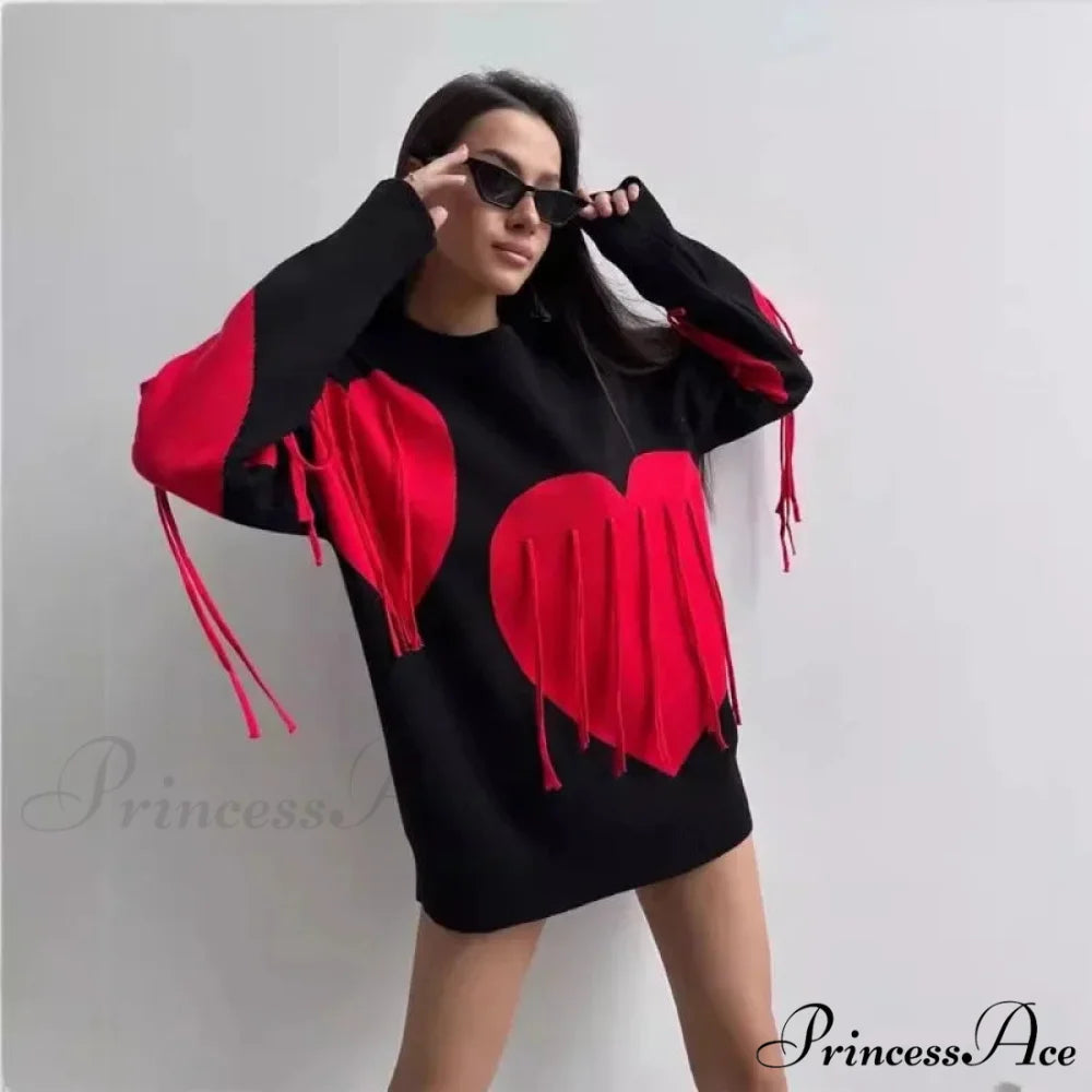 Heart Pattern Round Neck Long Sleeve Sweater swraters-241228