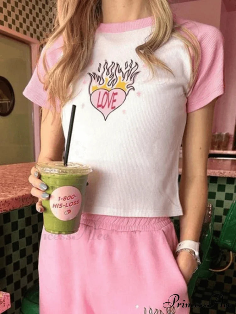 Heart Print Graceful Pocket Patch Jeans