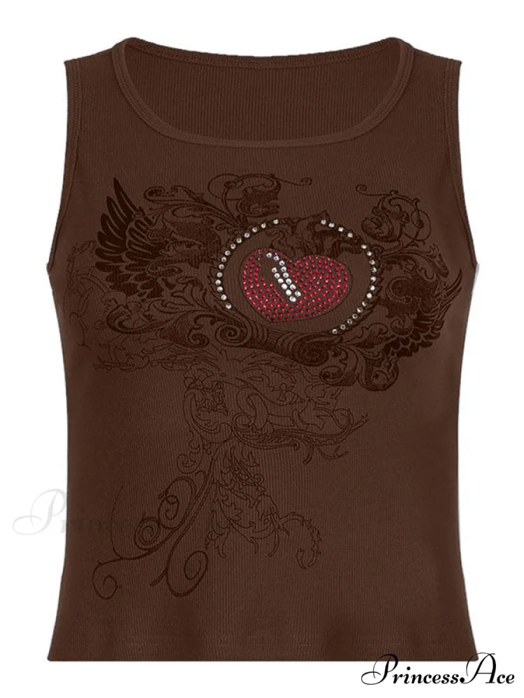 Heart Print Graceful White Crop Top