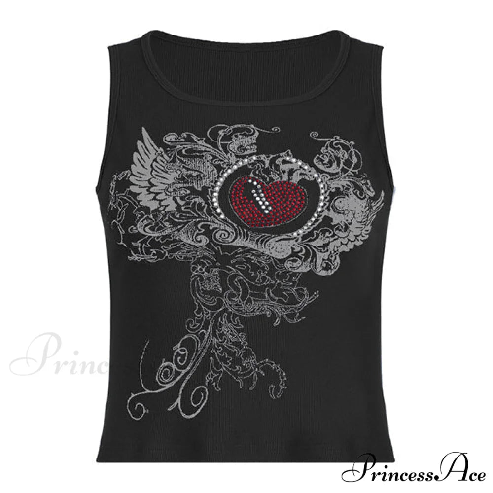 Heart Print Graceful White Crop Top