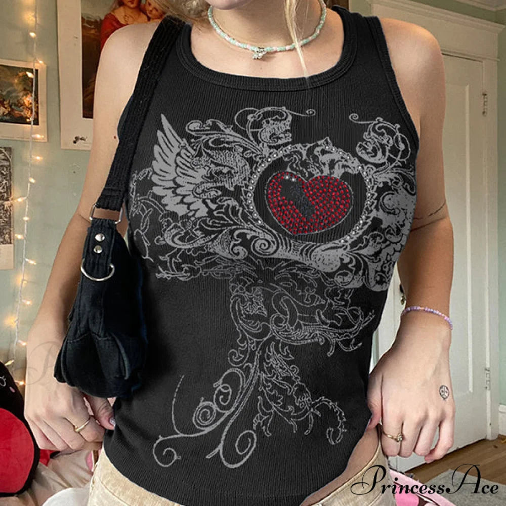 Heart Print Graceful White Crop Top