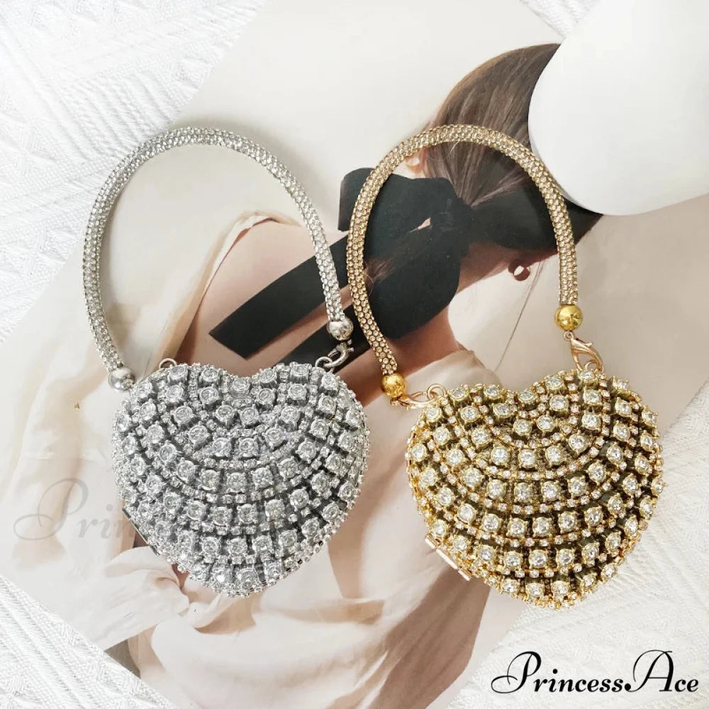 Heart Shape Glittering Diamond Purse clutchbag-250126