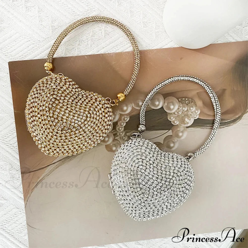 Heart Shape Glittering Diamond Purse clutchbag-250126