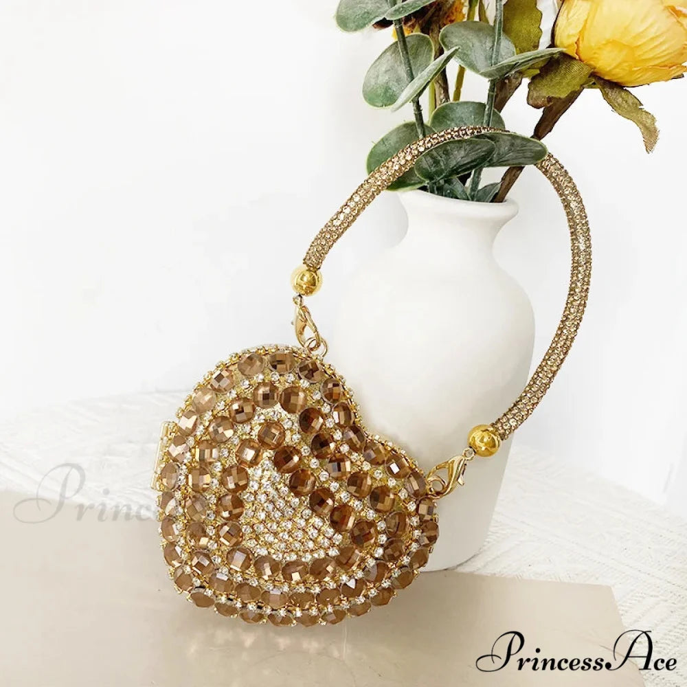 Heart Shape Glittering Diamond Purse Gold 1 / Mini(Max Length<20cm) clutchbag-250126