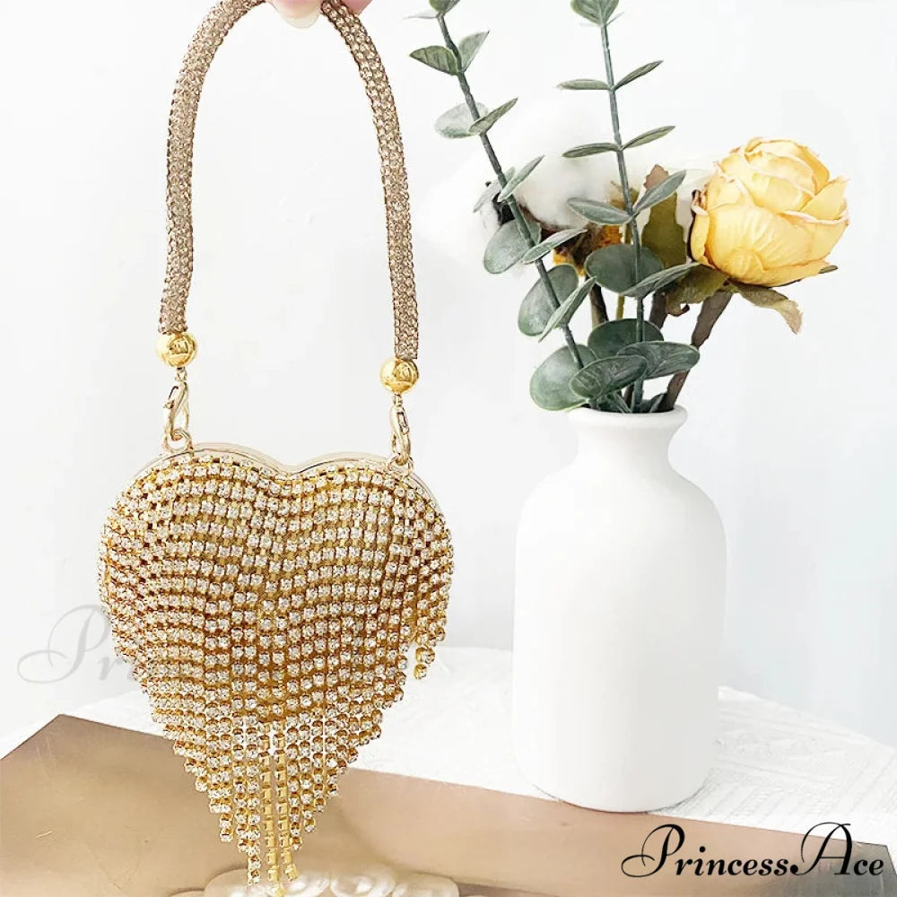 Heart Shape Glittering Diamond Purse Gold 3 / Mini(Max Length<20cm) clutchbag-250126