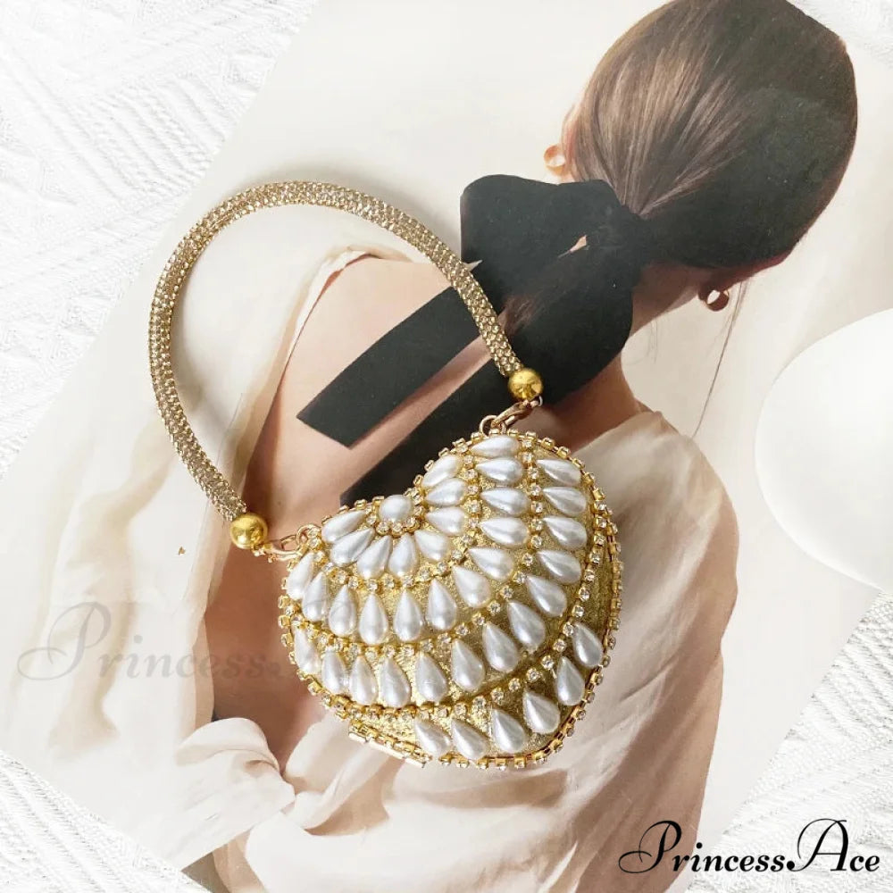 Heart Shape Glittering Diamond Purse Gold 6 / Mini(Max Length<20cm) clutchbag-250126