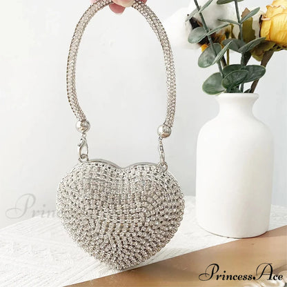 Heart Shape Glittering Diamond Purse Silver 2 / Mini(Max Length<20cm) clutchbag-250126