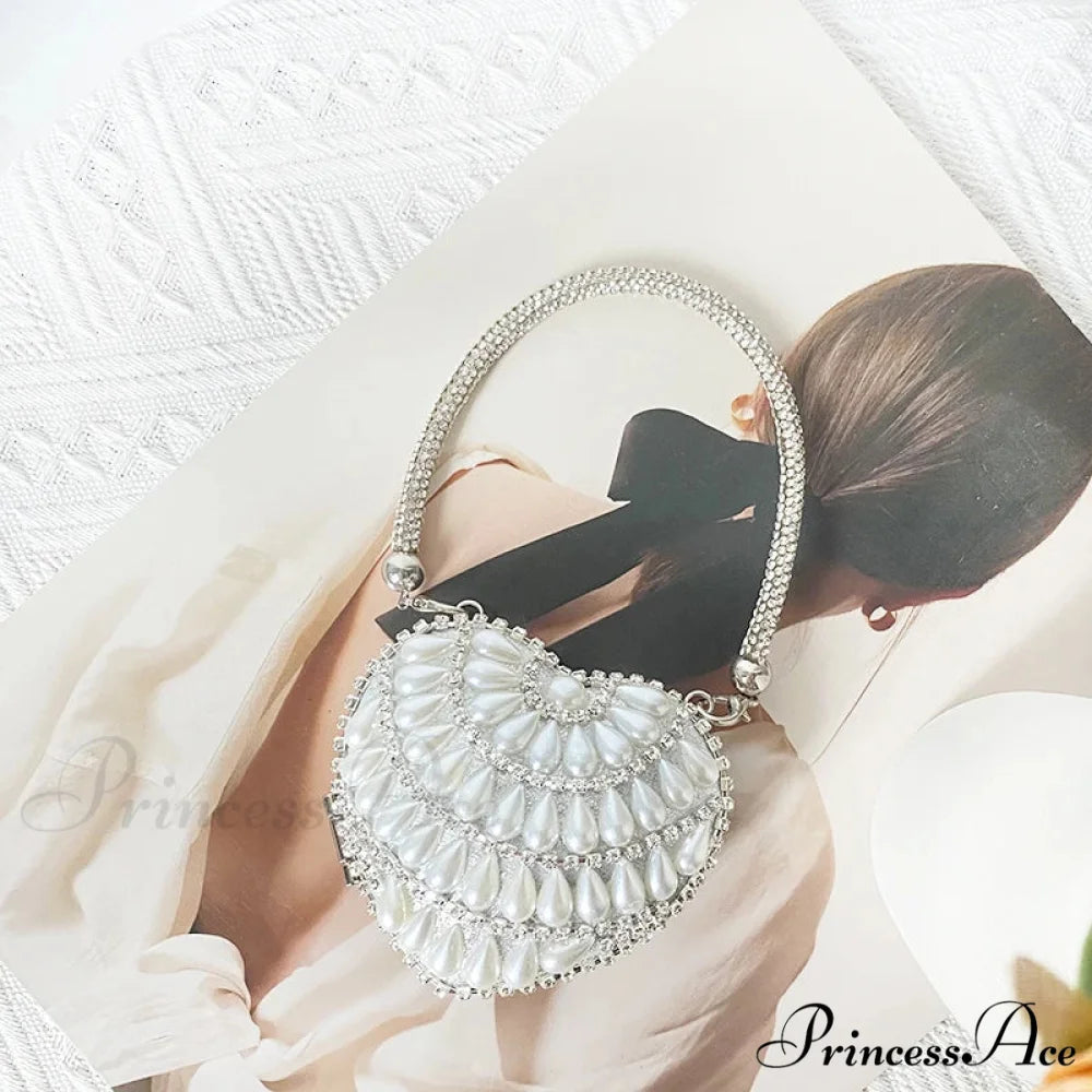 Heart Shape Glittering Diamond Purse Silver 6 / Mini(Max Length<20cm) clutchbag-250126