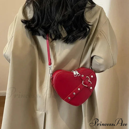 Heart Shaped Synthetic Leather Shoulder Bag shoulder-250126