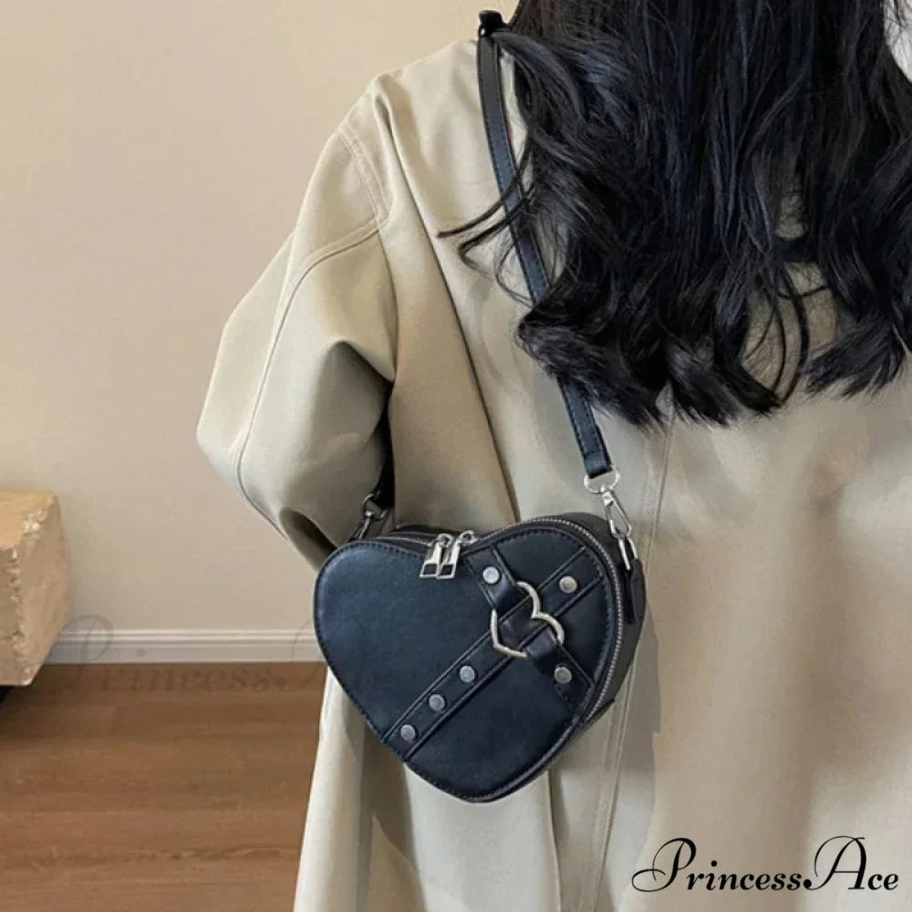 Heart Shaped Synthetic Leather Shoulder Bag shoulder-250126