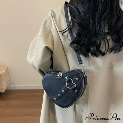 Heart Shaped Synthetic Leather Shoulder Bag shoulder-250126