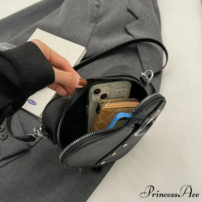 Heart Shaped Synthetic Leather Shoulder Bag shoulder-250126
