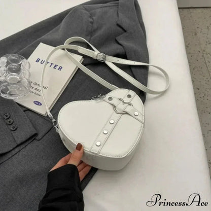Heart Shaped Synthetic Leather Shoulder Bag Beige shoulder-250126