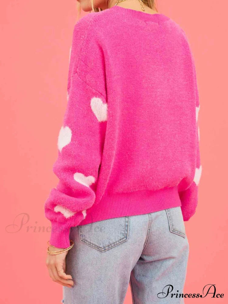 Heartfelt Bliss Stylish Heart Print Sweater