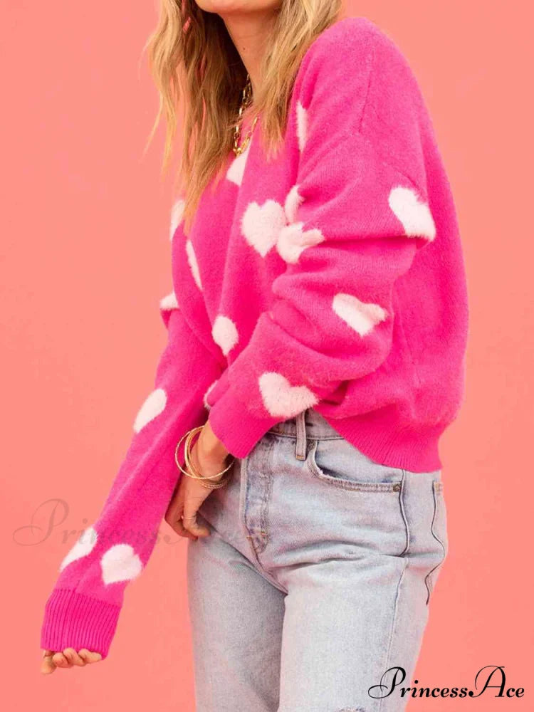 Heartfelt Bliss Stylish Heart Print Sweater