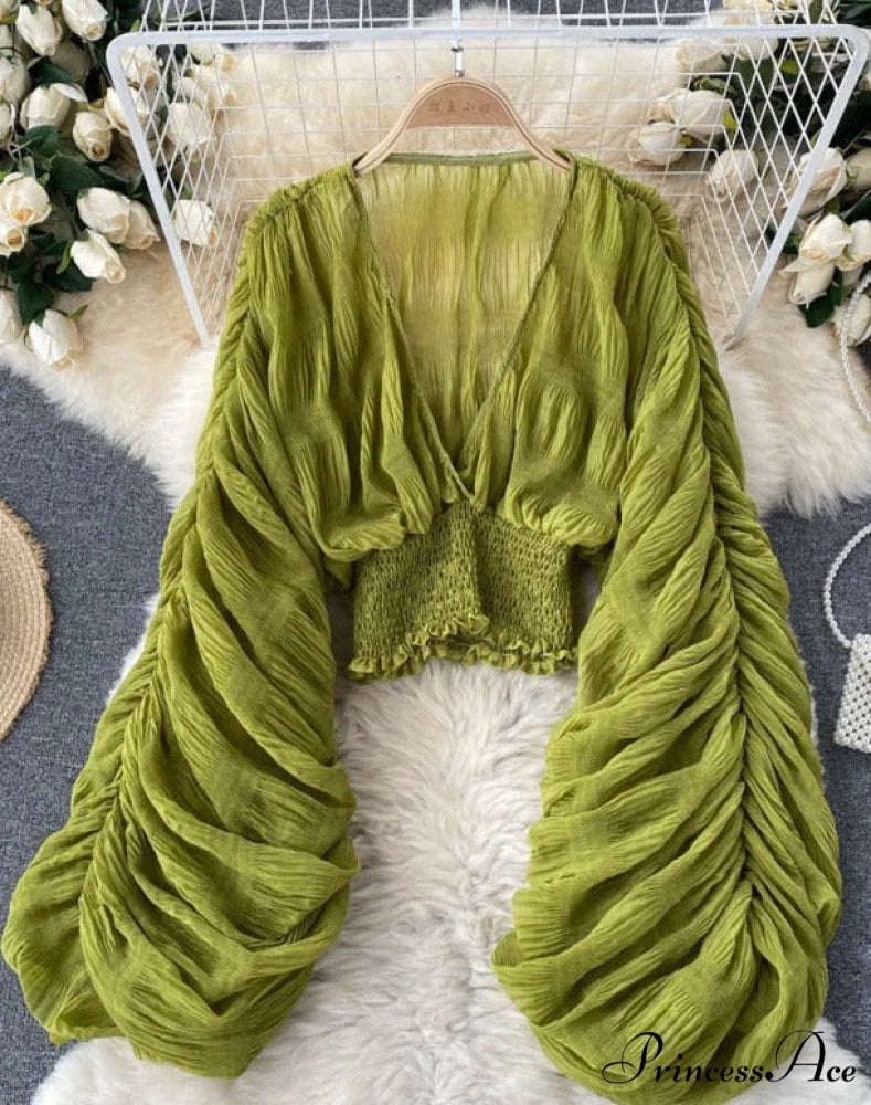 Heather Blouse Green / One Size