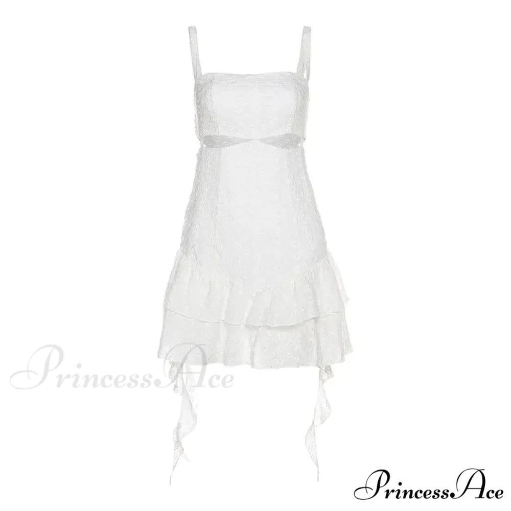 Heavenly Lace Stylish Mini Dress WHITE / L
