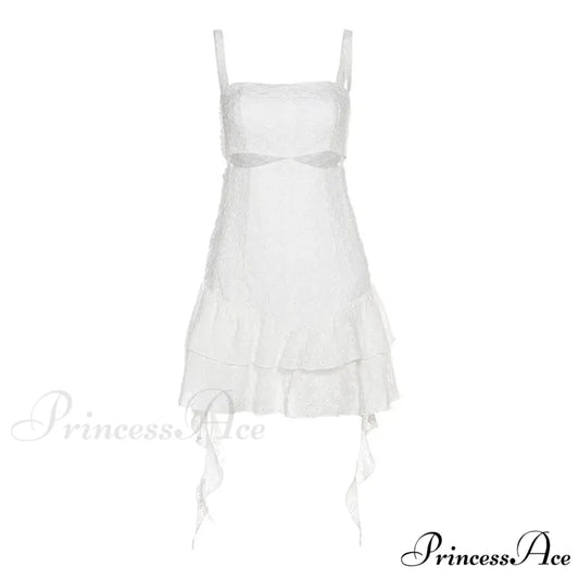 Heavenly Lace Stylish Mini Dress WHITE / L