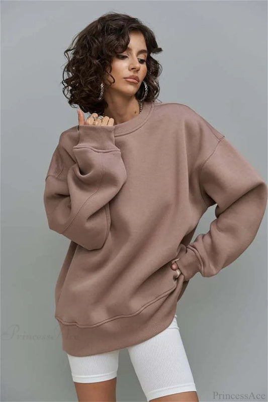 Heavy Rib Tag Print Slouchy Oversized Crewneck Sweatshirt