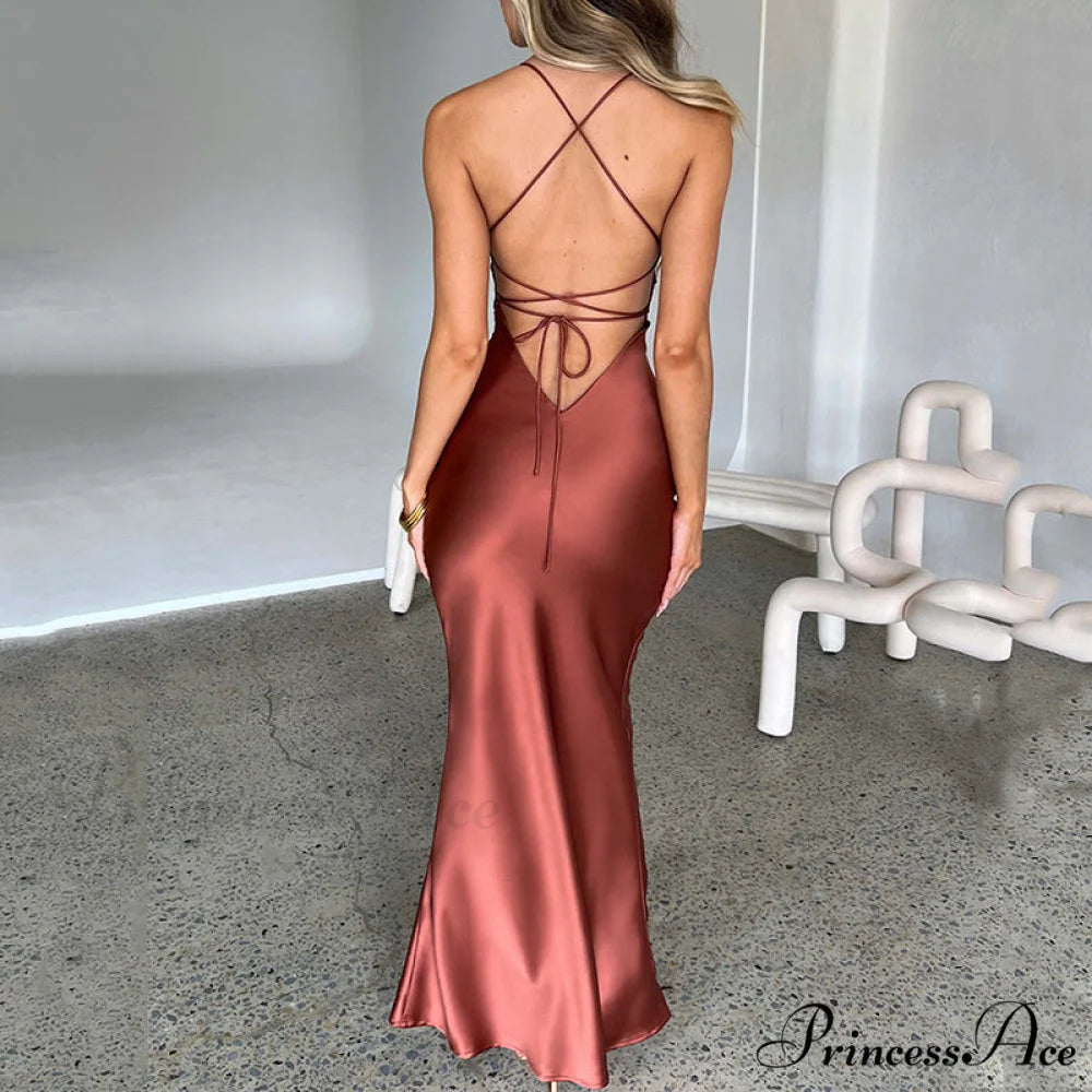 Heidi Formal Stylish Satin Lattice Dress