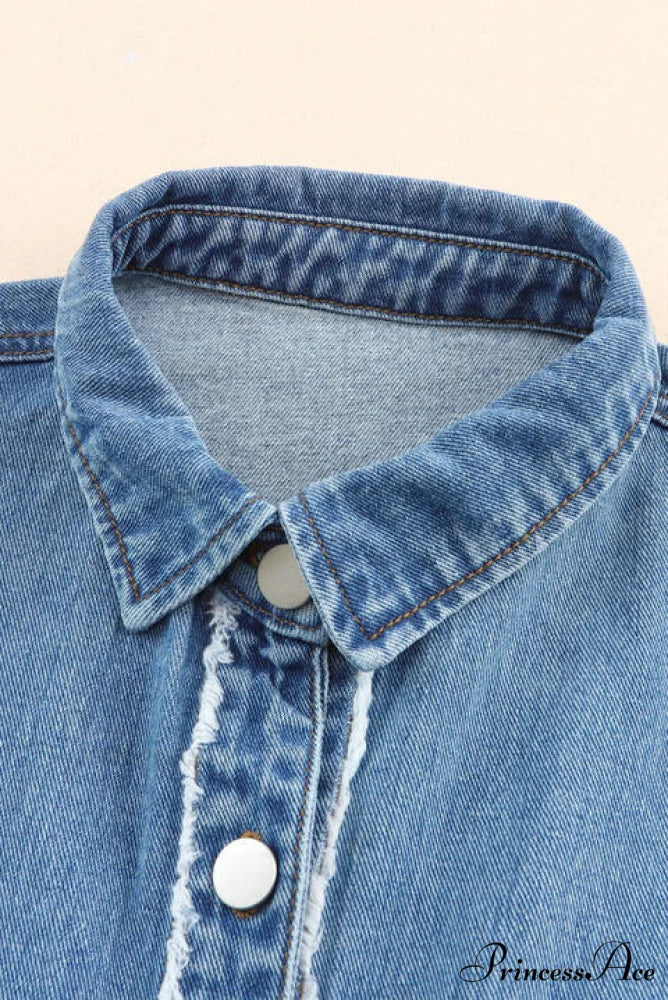 Hem Color Denim with Jacket and Up Raw Block Button Closure