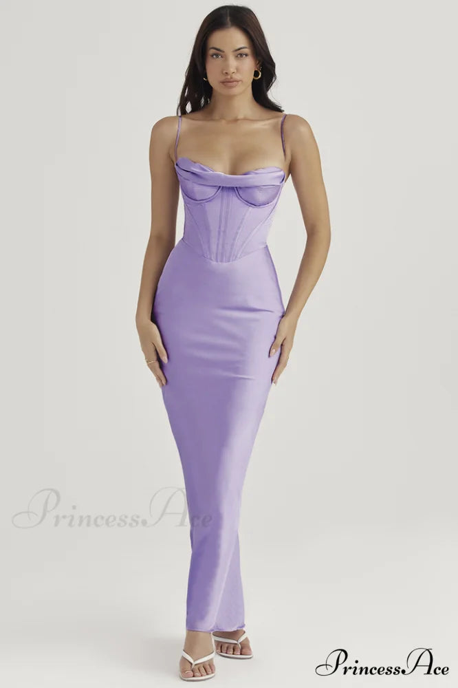 Herringbone Elegant Corset Dress XS / Lavender